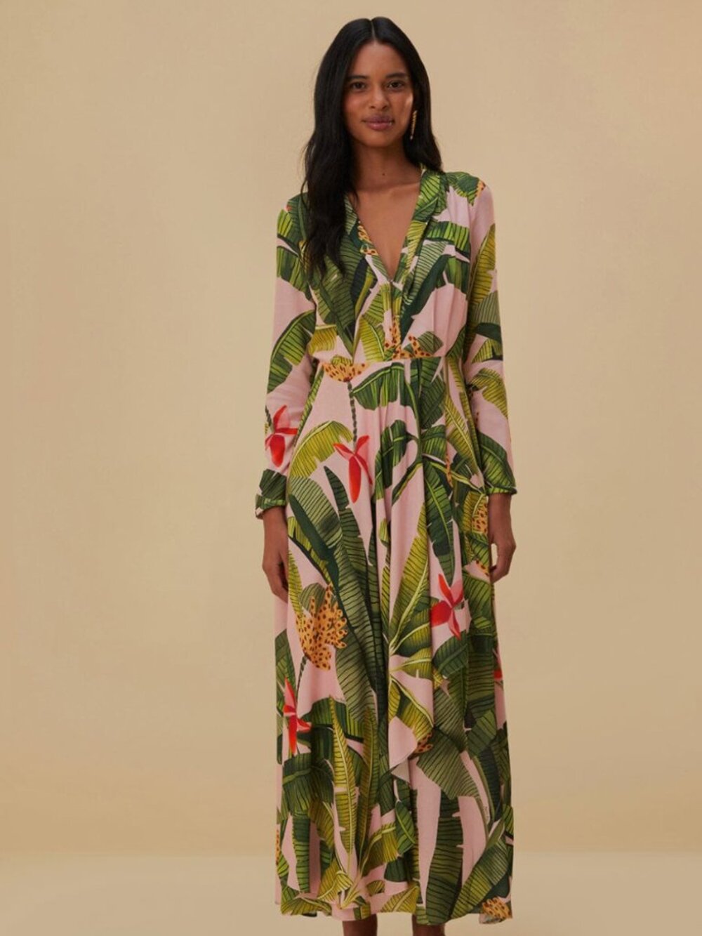 FARM Rio Tropical Leaf Print Maxi Dress — NWOT, Small